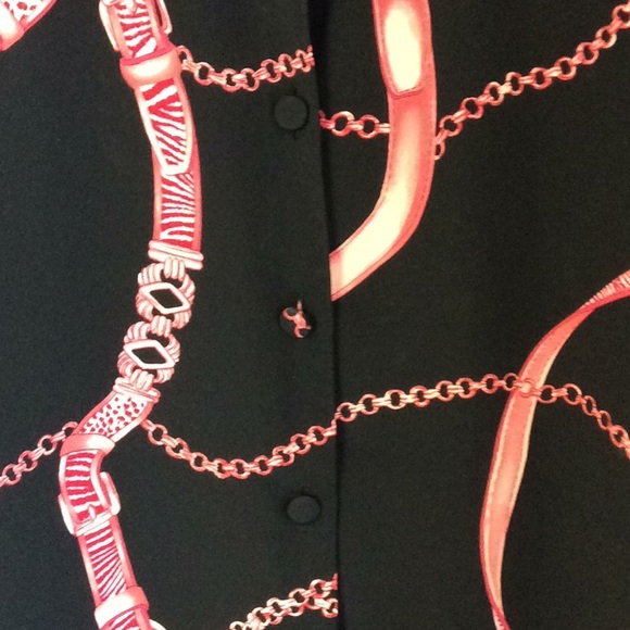 FINAL SALE PRICE Liz  Baker LS Blk/Coral Blouse in Medium - Picture 3 of 7